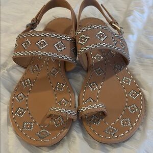 Embellished Tan Sandals Tory Burch